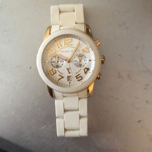 Michael kors gold and white watch